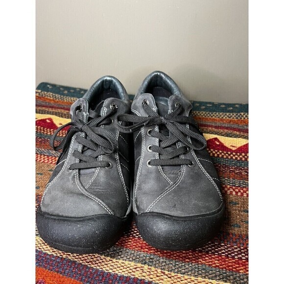 KEEN Women's Black Gray Leather Lace-Up Presidio Oxfords Sneaker Sz 9 - Picture 2 of 8